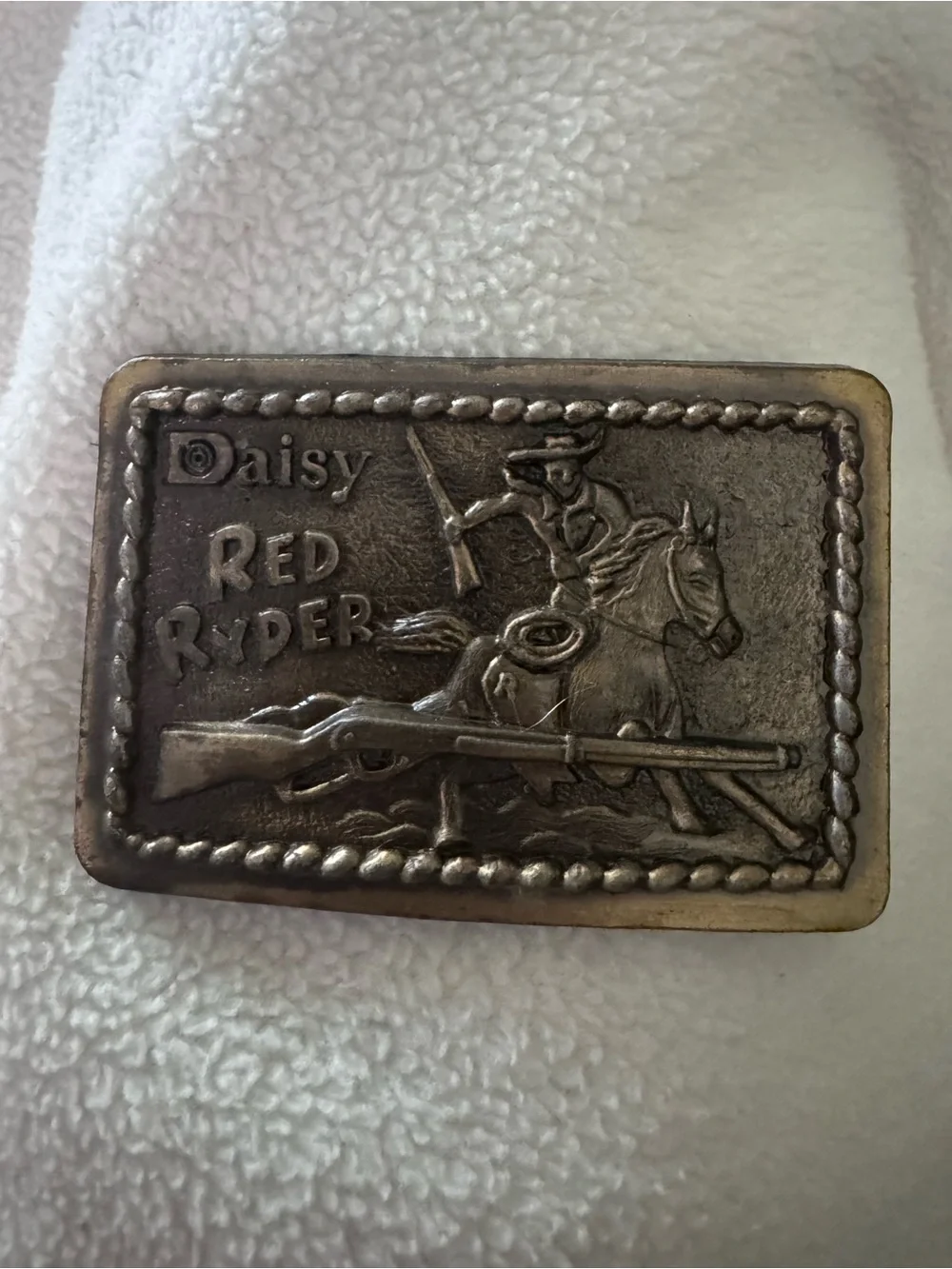 Brass Daisy Red Ryder Western Embossed Belt Buckle —
